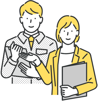 イラスト お客様のお悩みに寄り添う男性と女性