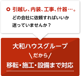 引越し、内装、工事、什器…。